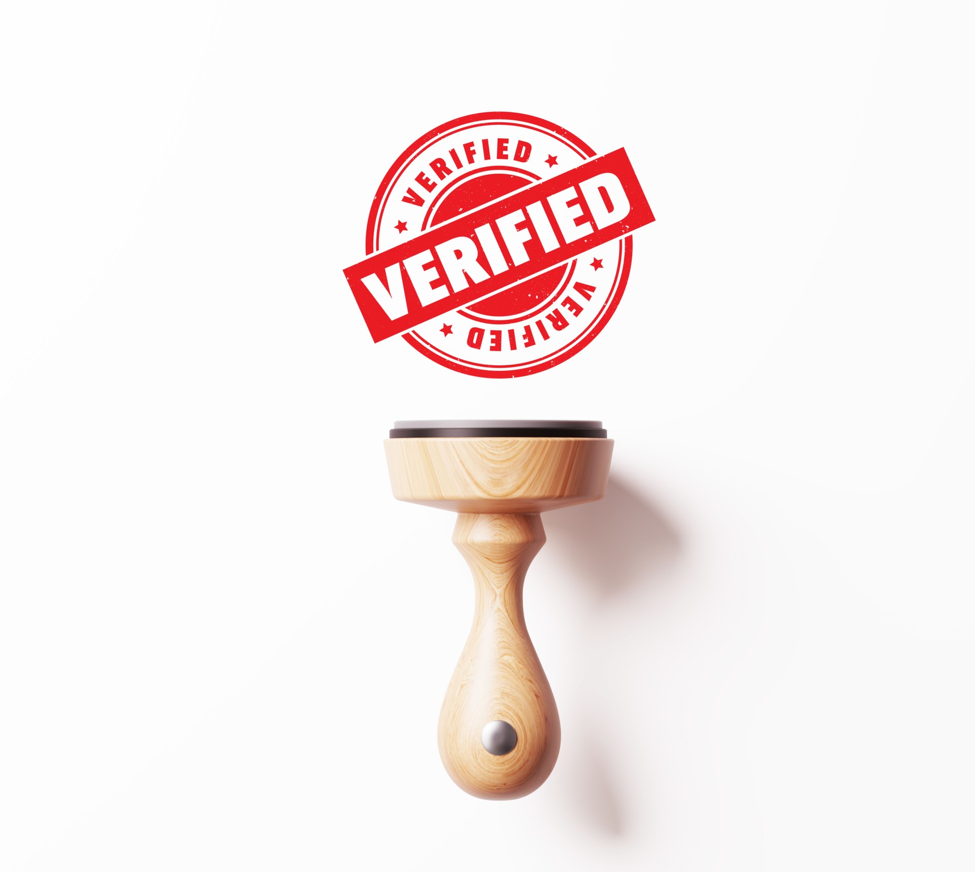 Round Verified Stamp On White Background