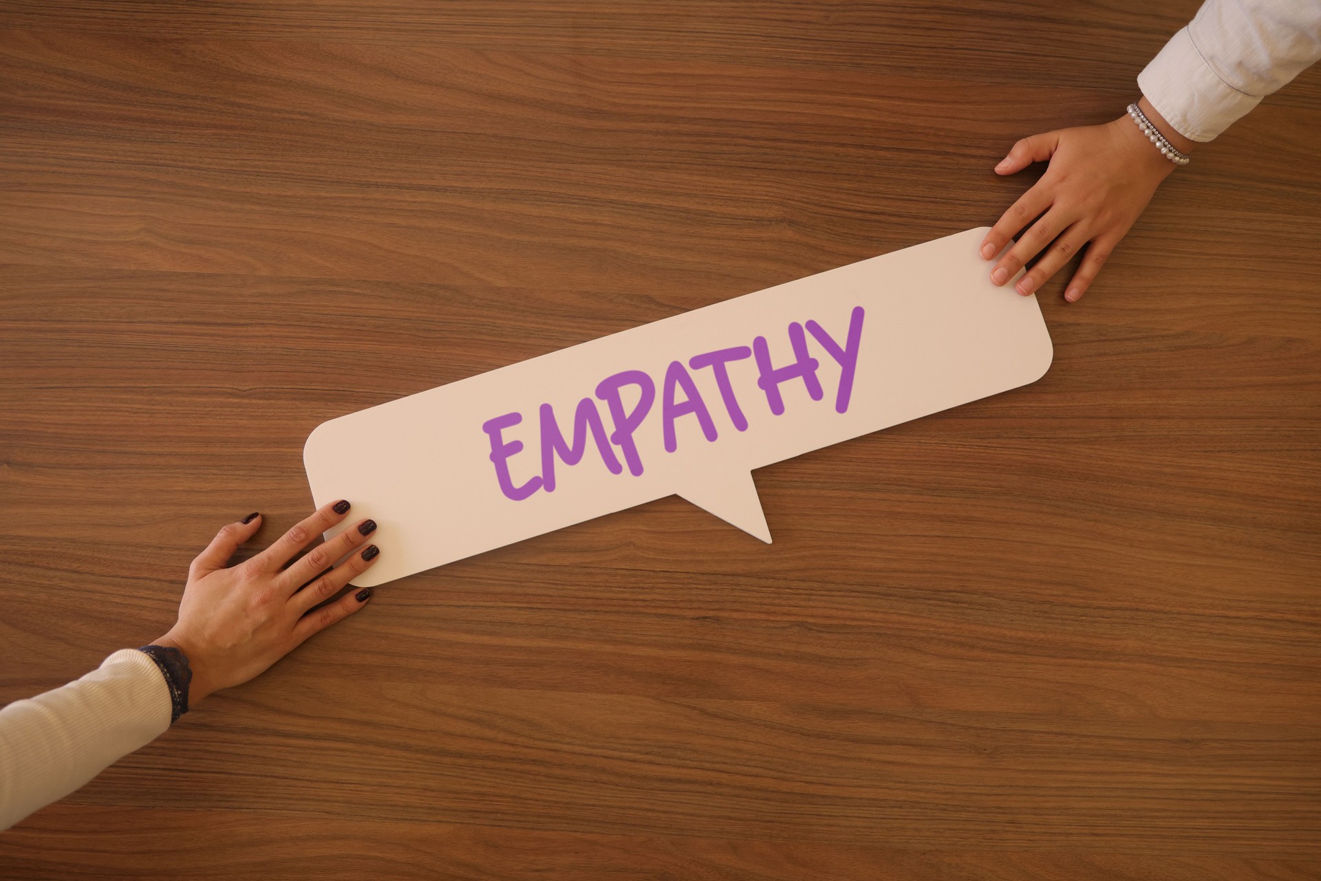The word of empathy with human hand